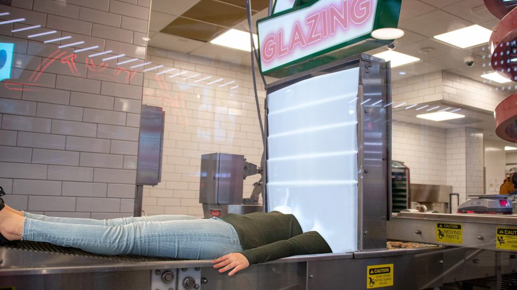 Krispy Kreme Offers Vaccinated Customers Free Ride On Glaze Conveyor Belt