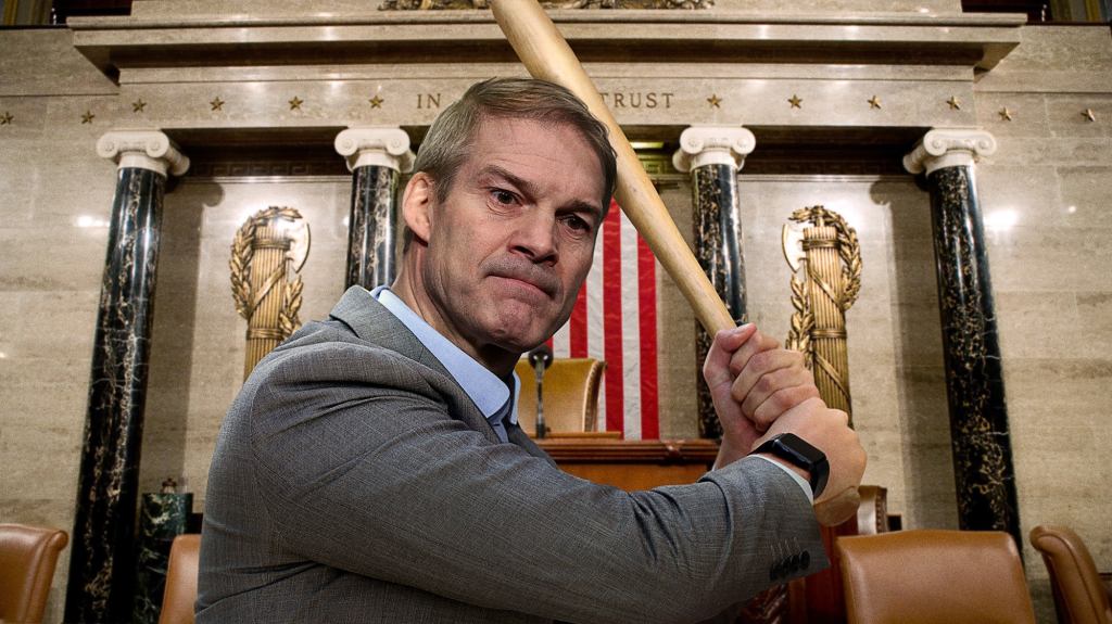 Bat-Wielding Jim Jordan Bursts Through Capitol Window Demanding To Be Allowed Onto January 6 Committee