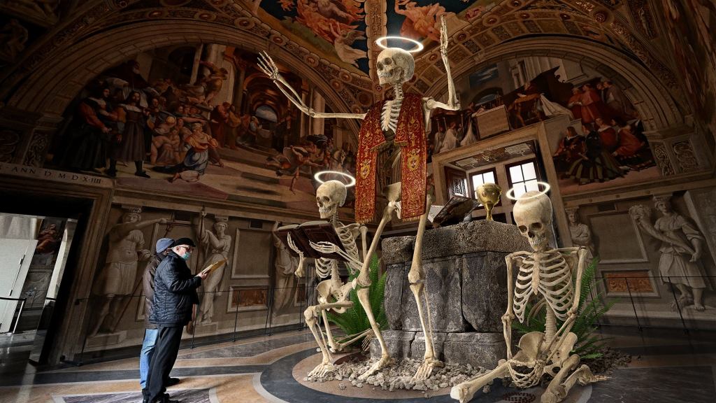 Vatican Museum Displays Massive Skeletons Of Prehistoric Saints