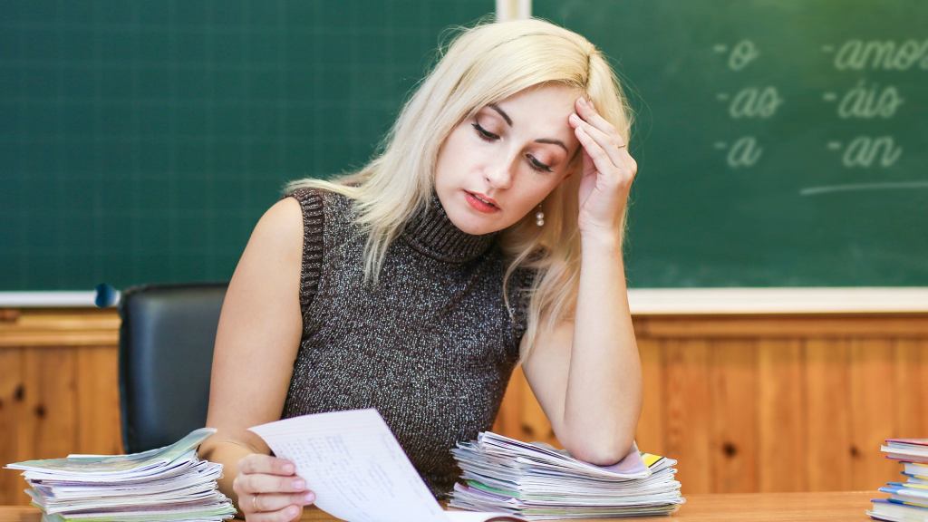 White Spanish Teacher Does Emergency Refresher Before Meeting Latino Parents