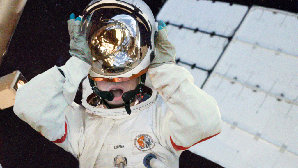 Astronaut Lifts Helmet To Sneak Quick Forbidden Gulp Of Space Air