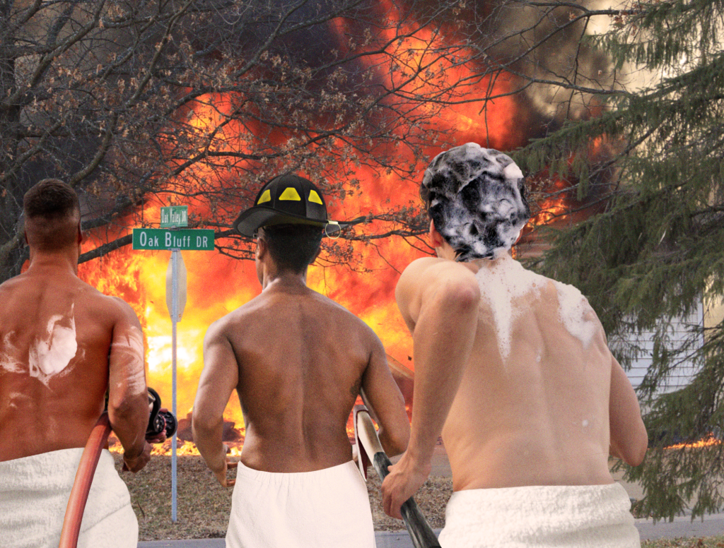 Towel-Clad Firefighters Race To Scene Straight From Shower