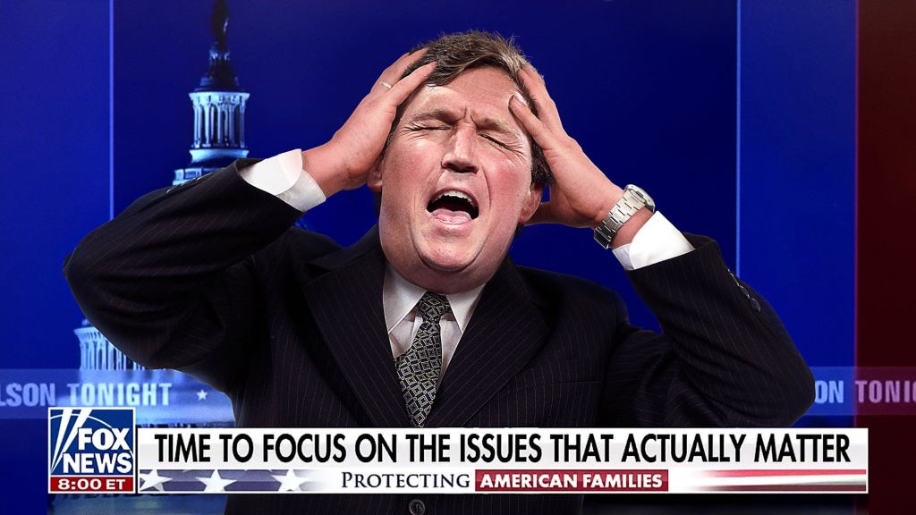 Tucker Carlson Screaming In Agony That He Feels Crime Crawling All Over Him