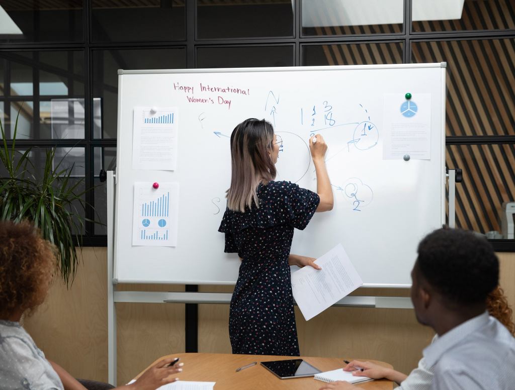 International Women’s Day Celebrated With Small Note On Office Whiteboard