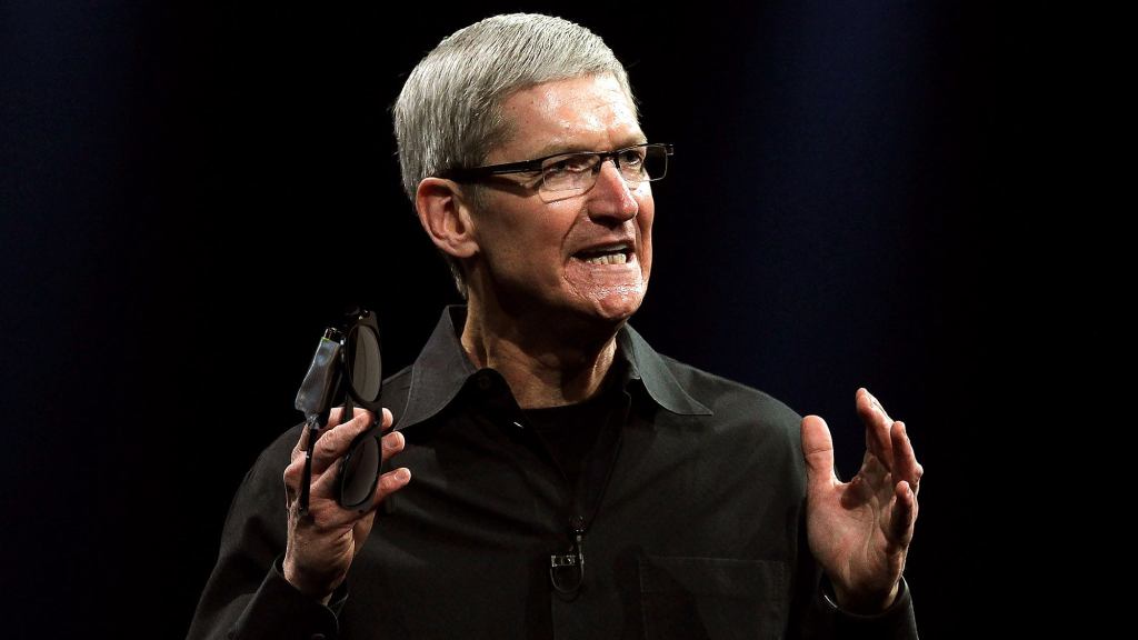 Unprepared Tim Cook Frantically Taping Battery To Pair Of Sunglasses For Apple Event