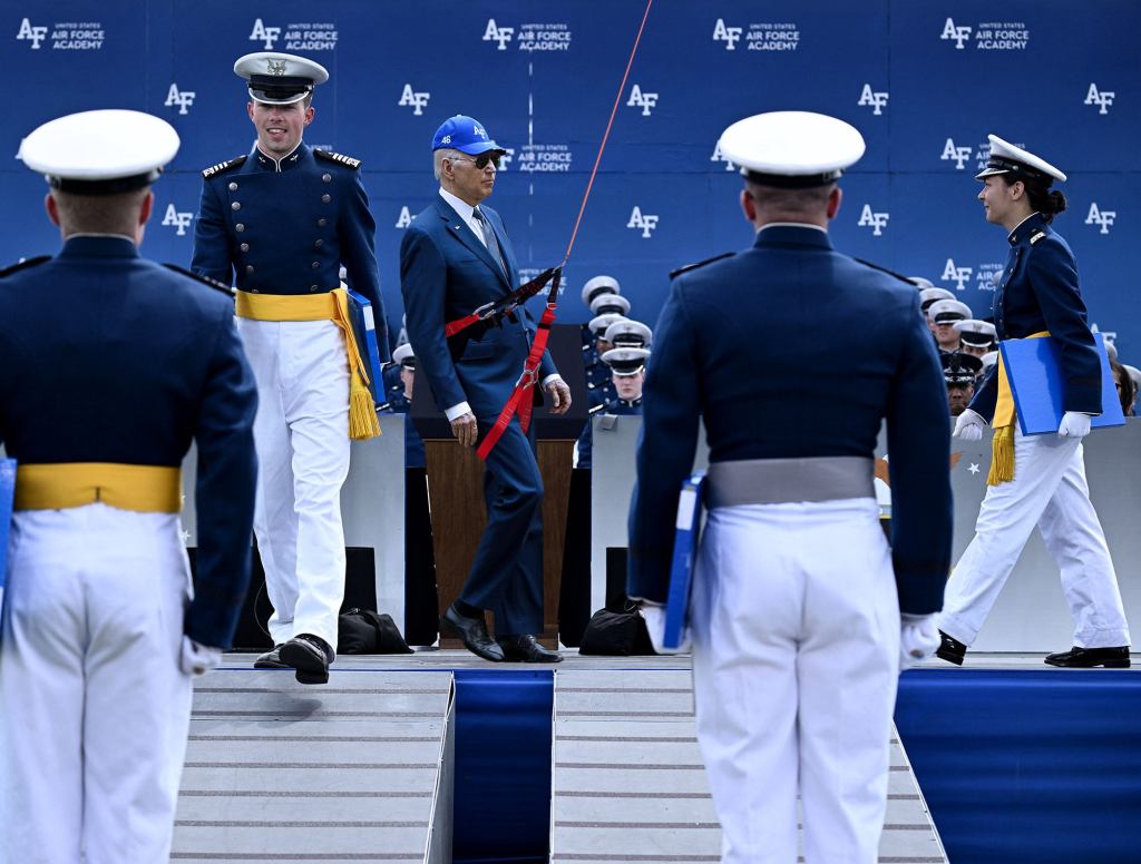 Biden Airlifted To Standing Position