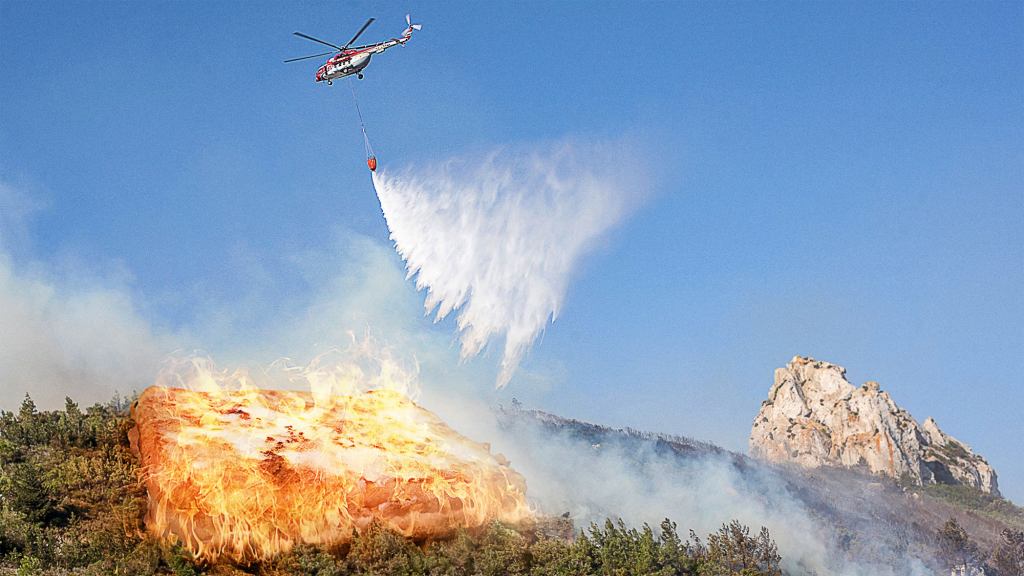 Firefighting Helicopters Flown Over Greek Islands To Extinguish Out-Of-Control Saganaki