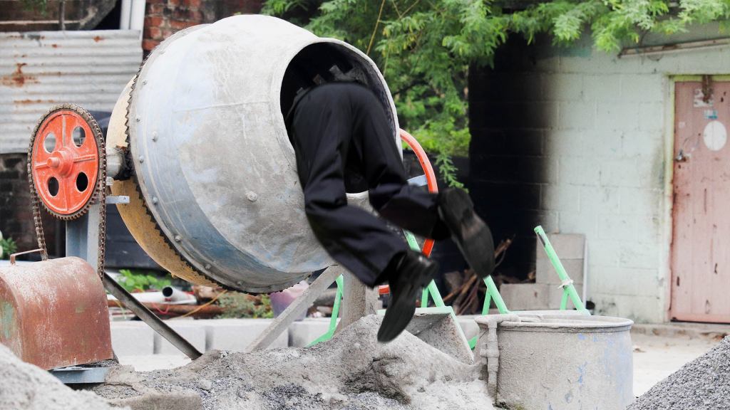 Biden Falls Into Cement Mixer