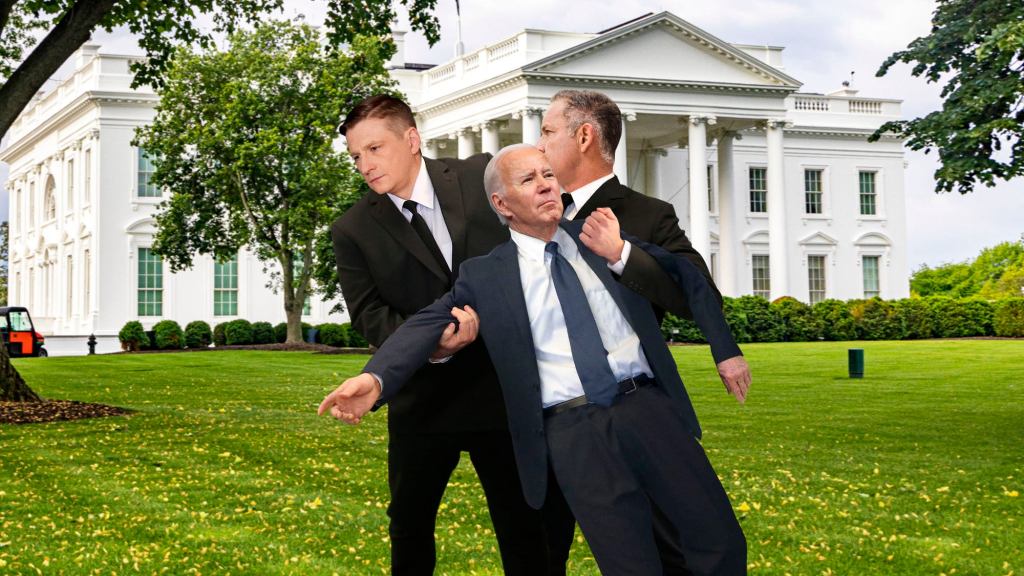 Biden Proves Fitness By Having Limp Body Dragged Around White House Lawn