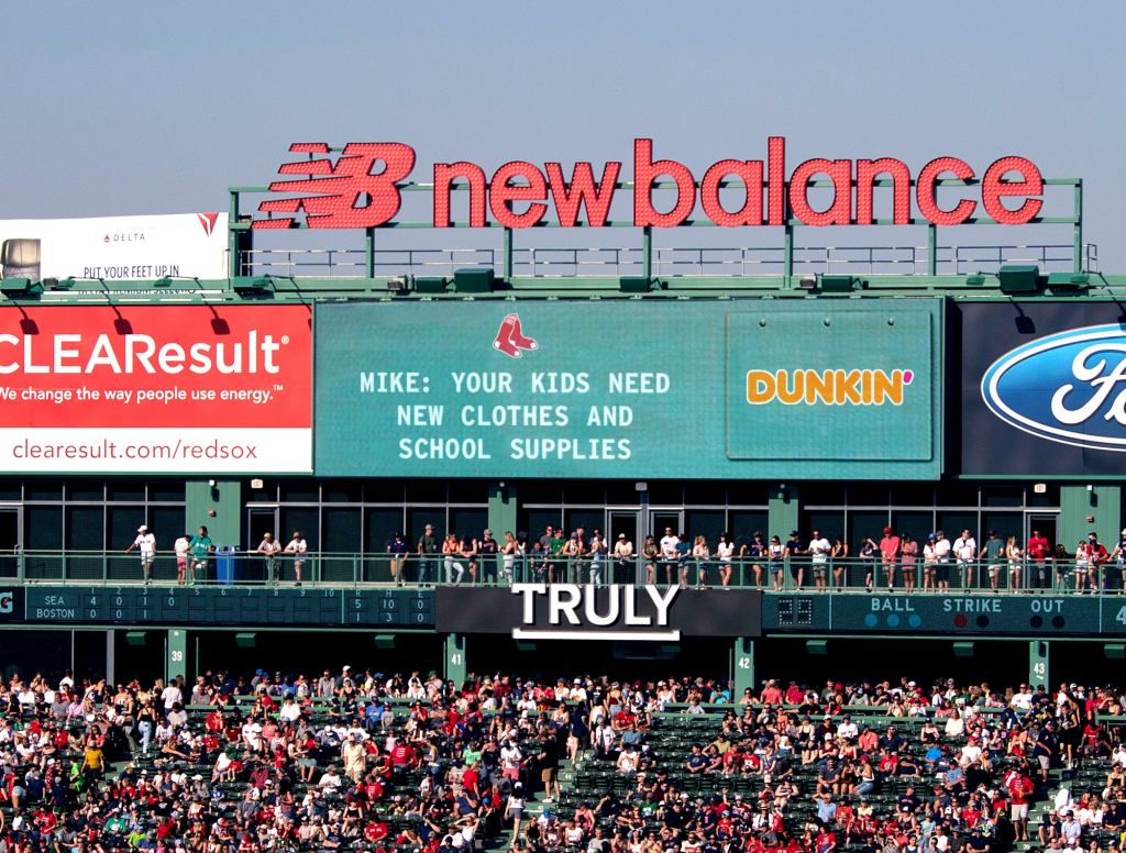 Fenway Park Scoreboard Fan Messages All Child Support Demands