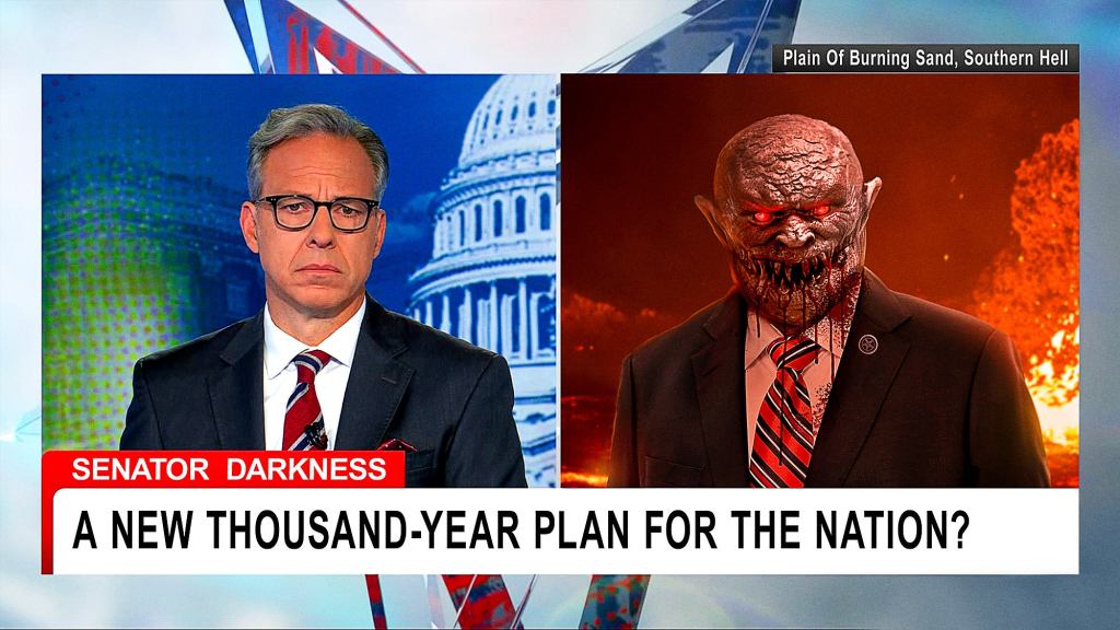 Senator Darkness Appears On CNN To Call For Thousand-Year Reign Of Blood