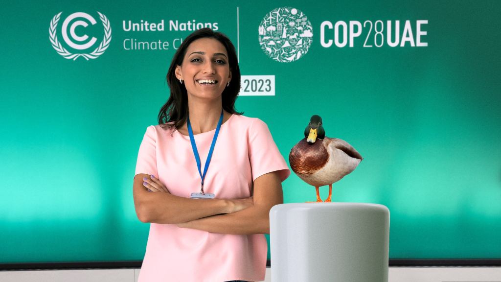 COP28 Attendees Take Turns Posing With Duck From Dawn Commercial