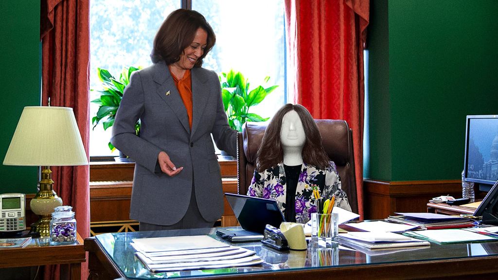 Kamala Harris Rigs Dummy To Look Like It Typing Anytime Someone Cracks Office Door