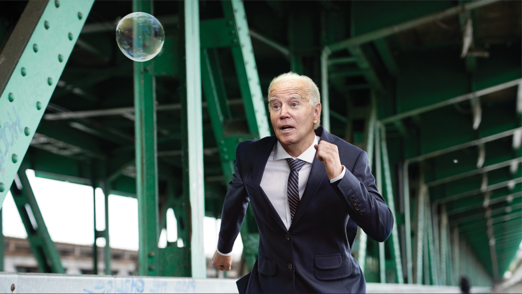 Biden Chases Soap Bubble Across Nation