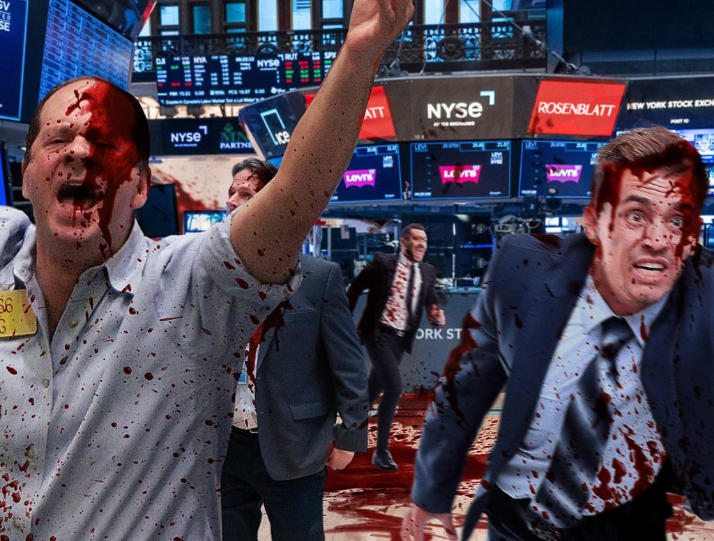 Blood-Splattered Wall Street Investors Scrambling After Dow Plunges Into Heart Of Floor Trader