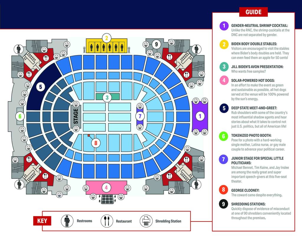 A layout of the DNC Convention at Chicago's United Center